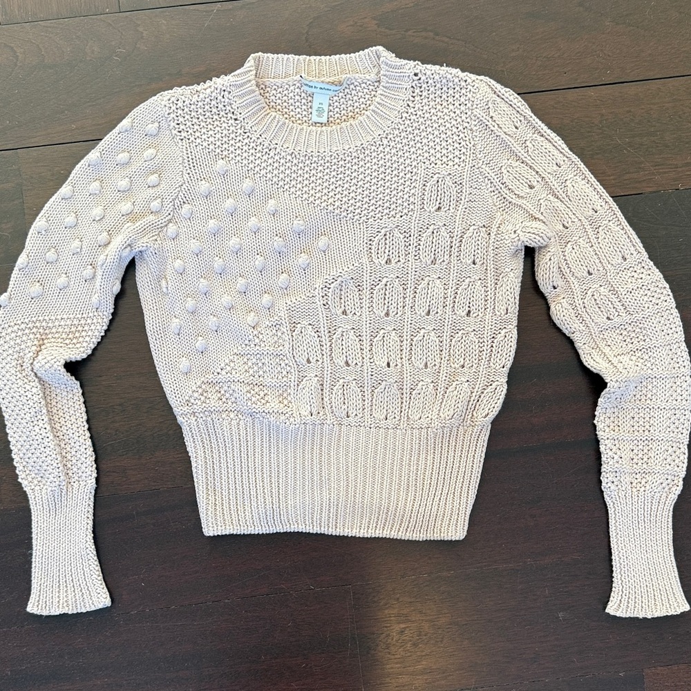 Autumn Cashmere Textured Knit Sweater in Cream